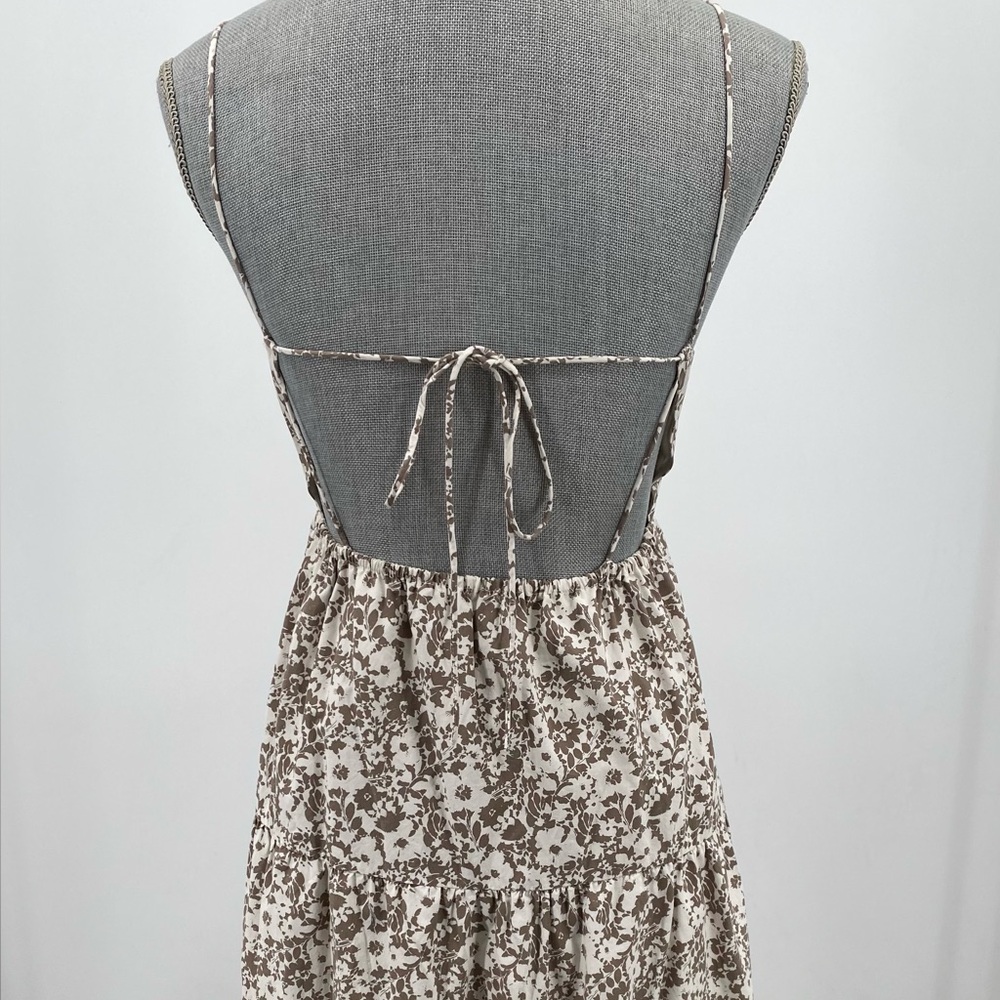 Rails Leni Cafe Floral Dress ‎ Extra Small Beige Floral Tiered Spaghetti Straps - Picture 8 of 15